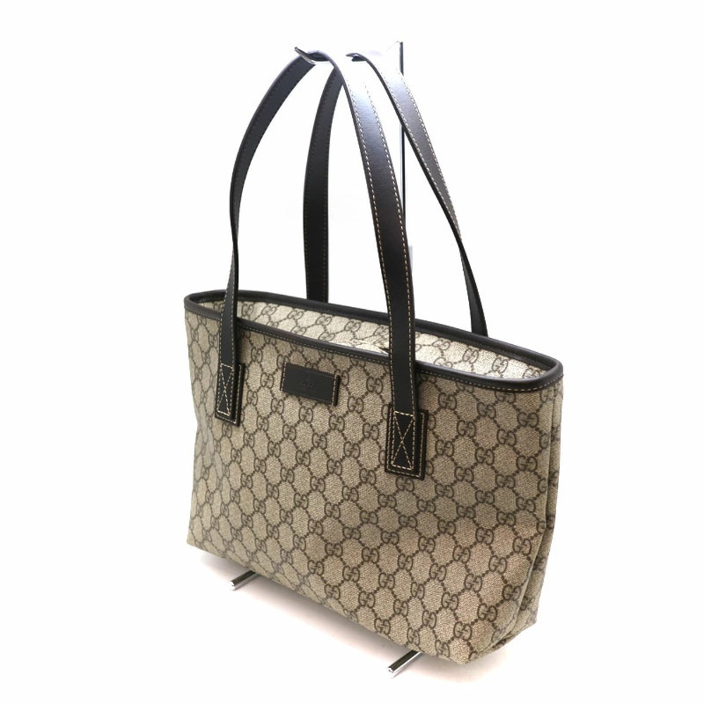 GUCCI Tote Bag Leather Brown Beige